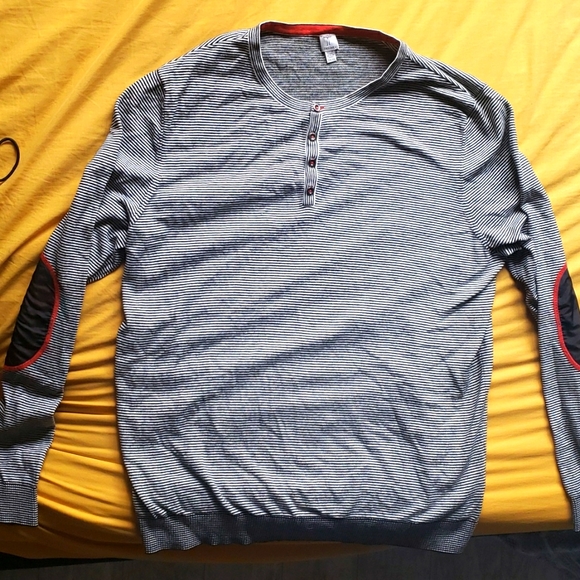 Tristan stripped long sleeve henley sweater, XXL - Picture 1 of 4